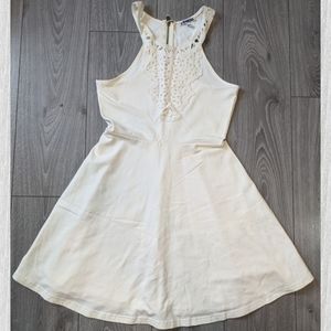 Express Crochet Top White Ivory Skater Dress